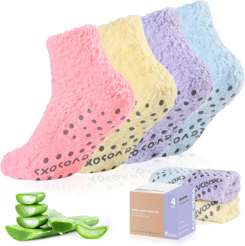 Fuzzy Grip Socks for Women Men,Thick Warm Slipper Cozy Fluffy Non Slip Ankle Hospital socks With Grips.